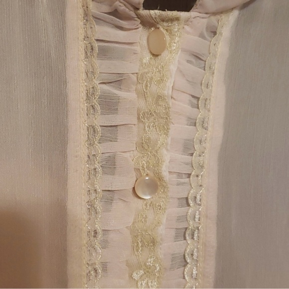 Tatyana Lucy Vintage 1950's Ivory Cream Sheer Chiffon Pinup Blouse - Picture 4 of 4